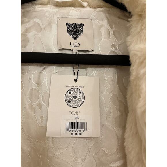 LITA Ciara Faux Fur Bomber Coat Size Medium New With Tags $498 - Picture 8 of 10